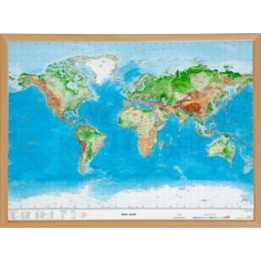 Markgraf, André: Welt Gross 1:53.000.000 mit Naturholzrahmen