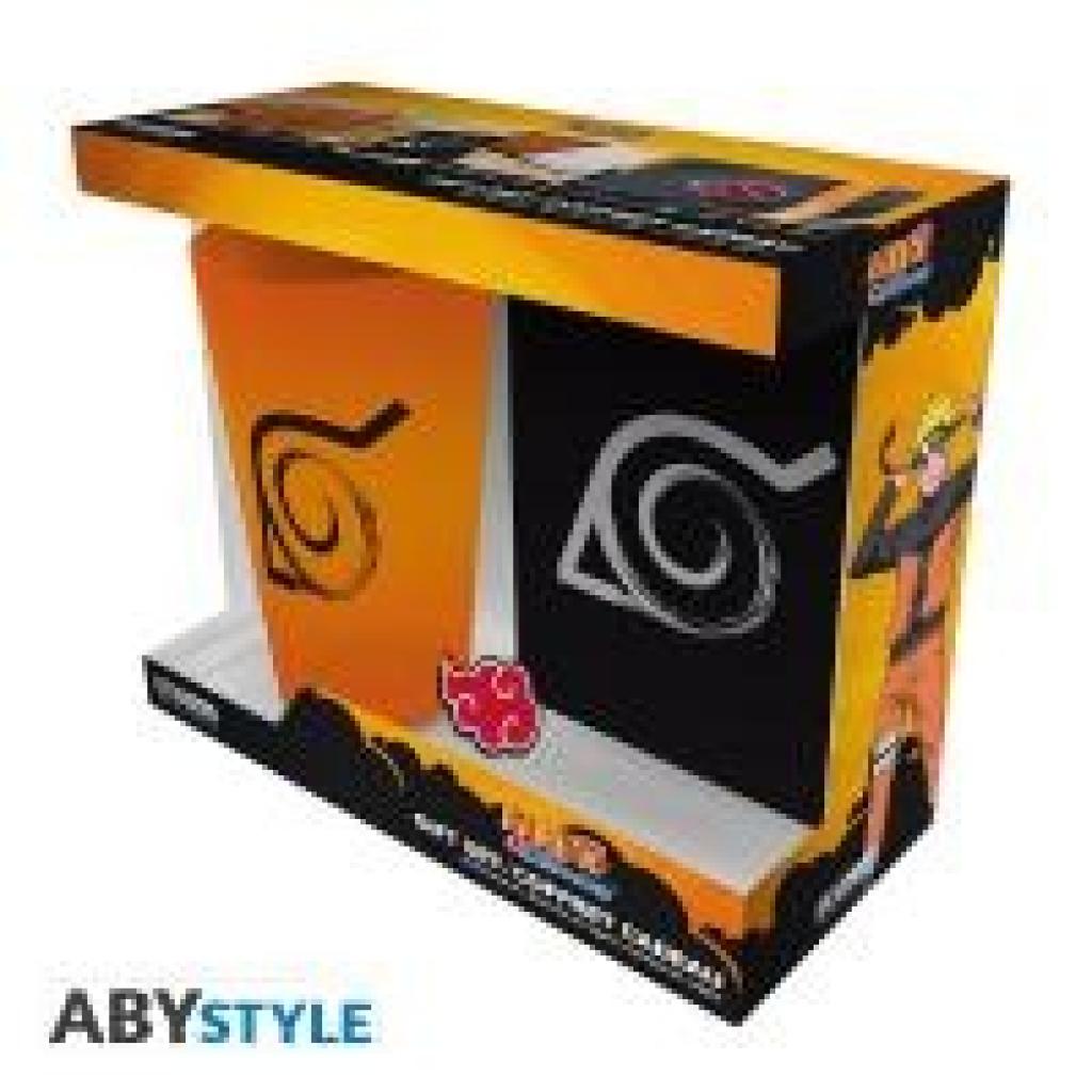 3665361078128 - NARUTO SHIPPUDEN Gift Set XXL glass + Pin + Notebook Konoha