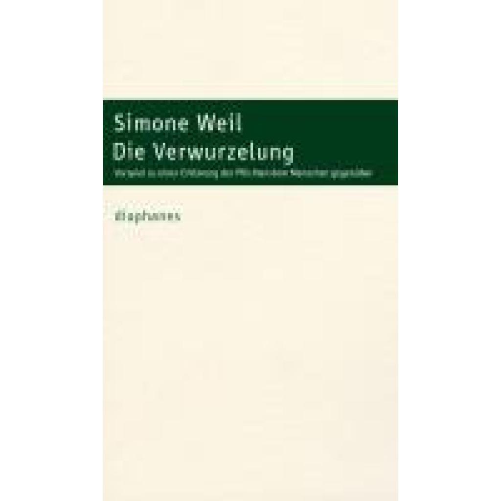 9783035807714 - Weil Simone Die Verwurzelung