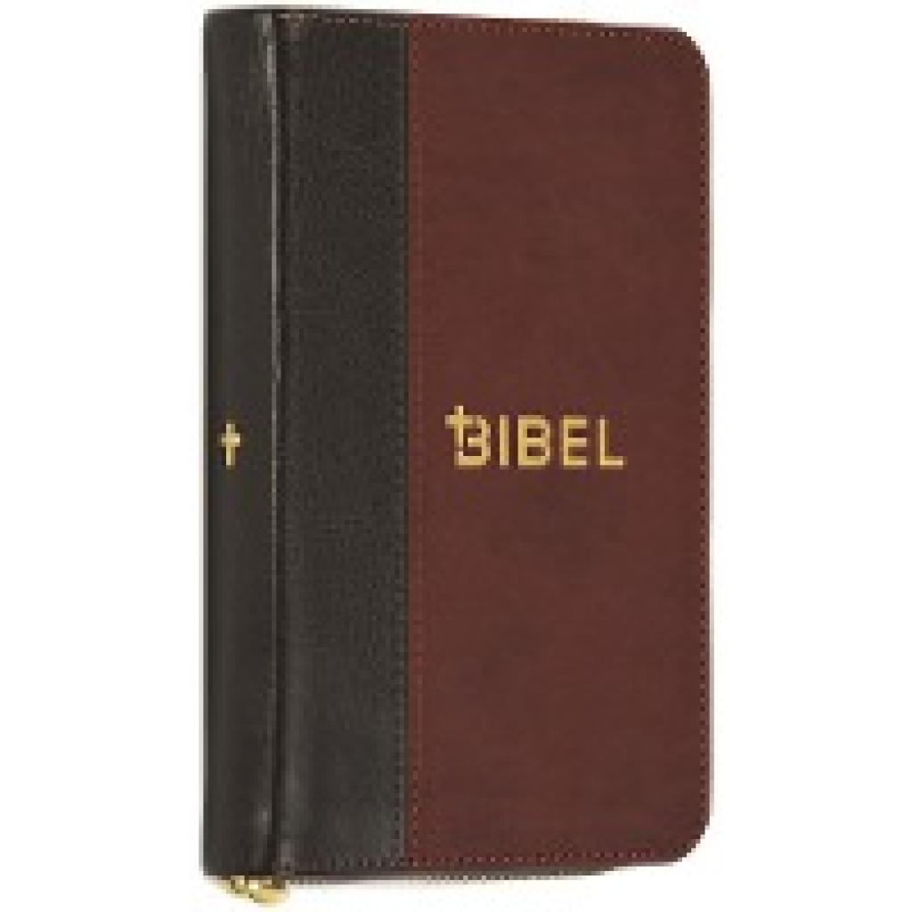 9783866990432 - Die Bibel - Schlachter 2000 - Miniaturausgabe (PU-Einband grau braun Goldschnitt Reißverschluss)