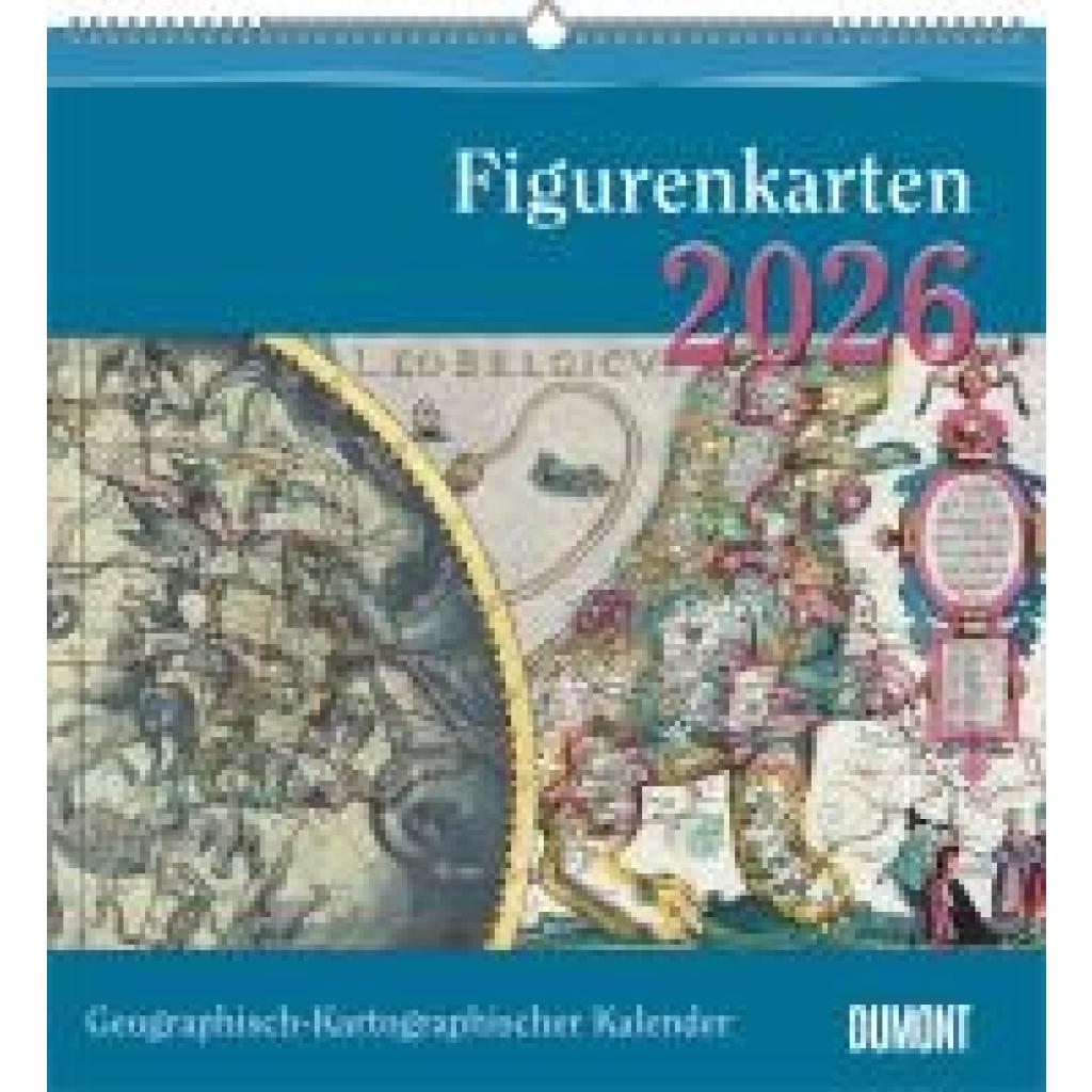 4069095006546 - Geographisch-Kartographischer Kalender 2026 - Figurenkarten - Wand-Kalender mit historischen Landkarten - 45 x 48 cm