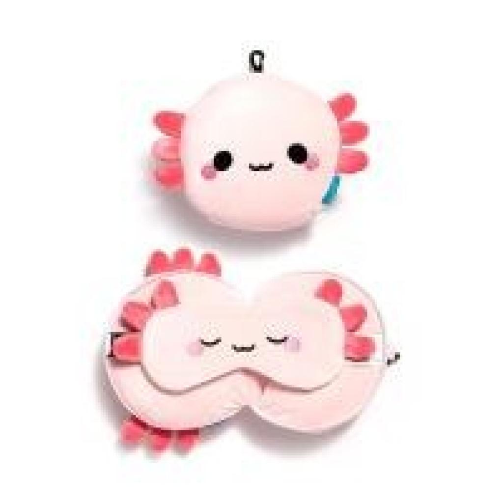 5055071797255 - Relaxeazzz Adoramals Maddie der Axolotl Reisekissen & Schlafmaske
