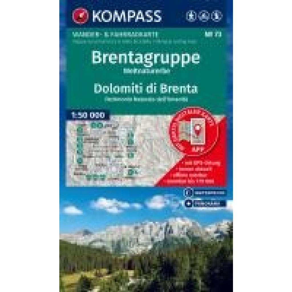 KOMPASS Wanderkarte 73 Brentagruppe, Weltnaturerbe / Dolomiti di Brenta 1:50.000
