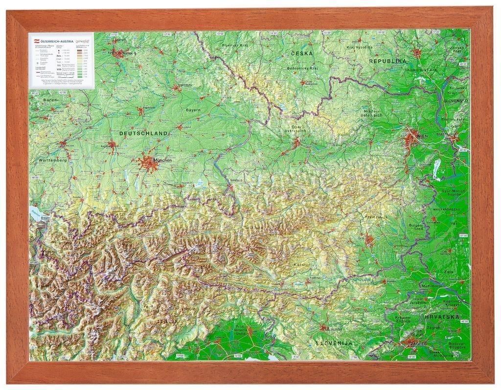 Relief Österreich 1:1,6 MIO mit Holzrahmen