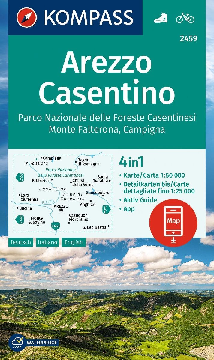 KOMPASS Wanderkarte 2459 Arezzo, Casentino, Parco Nazionale delle Foreste Casentinesi, Monte Falterona, Campigna 1:50.000