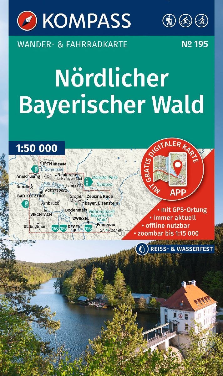 KOMPASS Wanderkarte 195 Nördlicher Bayerischer Wald 1:50.000