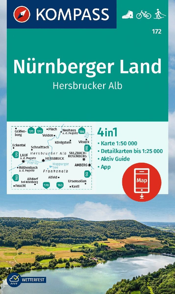 KOMPASS Wanderkarte 172 Nürnberger Land, Hersbrucker Alb 1:50.000