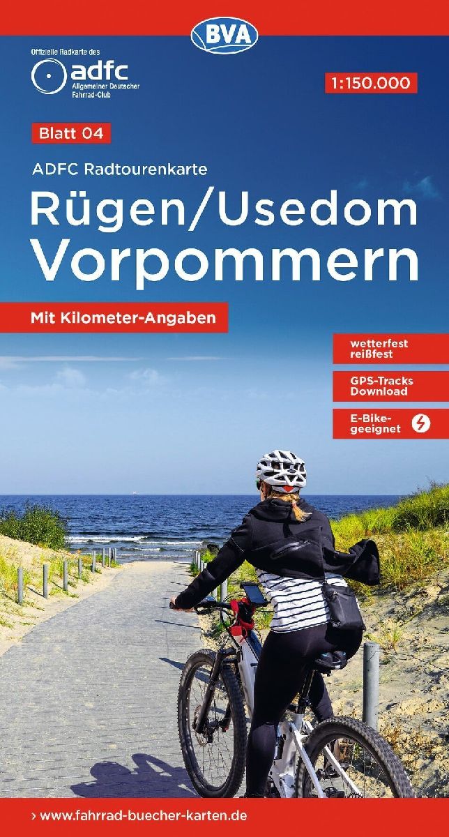 BVA ADFC Radtourenkarte Rügen/Usedom Vorpommern 1:150.000