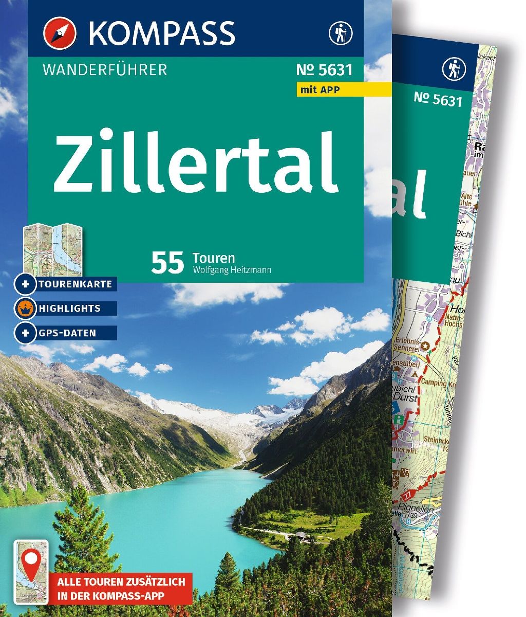 KOMPASS Wanderführer Zillertal, 55 Touren mit Extra-Tourenkarte