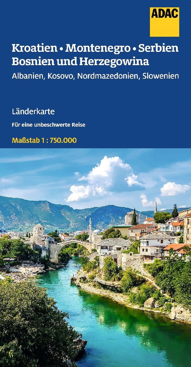 ADAC Länderkarte Kroatien, Montenegro, Serbien, Bosnien und Herzegowina 1:750.000