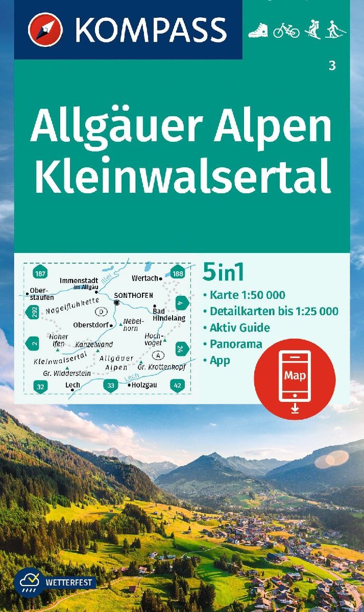 KOMPASS Wanderkarte 3 Allgäuer Alpen, Kleinwalsertal 1:50.000