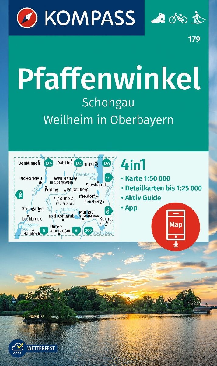 KOMPASS Wanderkarte 179 Pfaffenwinkel, Schongau, Weilheim i. OB 1:50.000