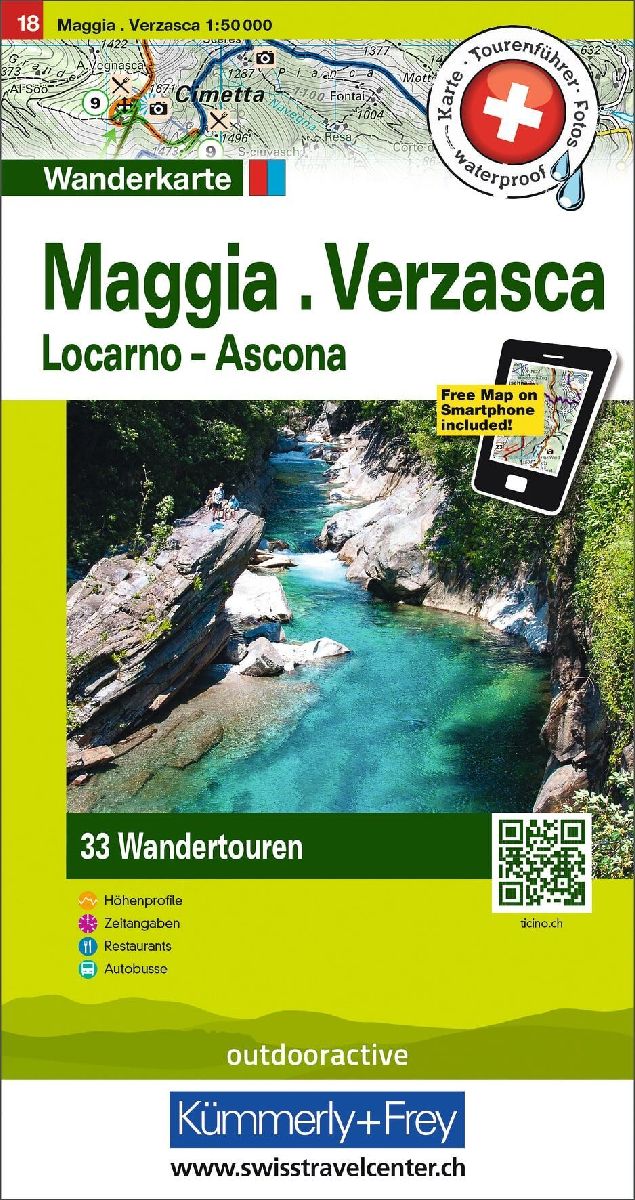 Maggia, Verzasca, Locarno-Ascona Touren-Wanderkarte Nr. 18