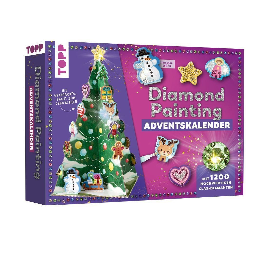 Weihnachtszauber - Der Diamond-Painting-Adventskalender. Mit Material und Werkzeug für 24 Baumanhänger