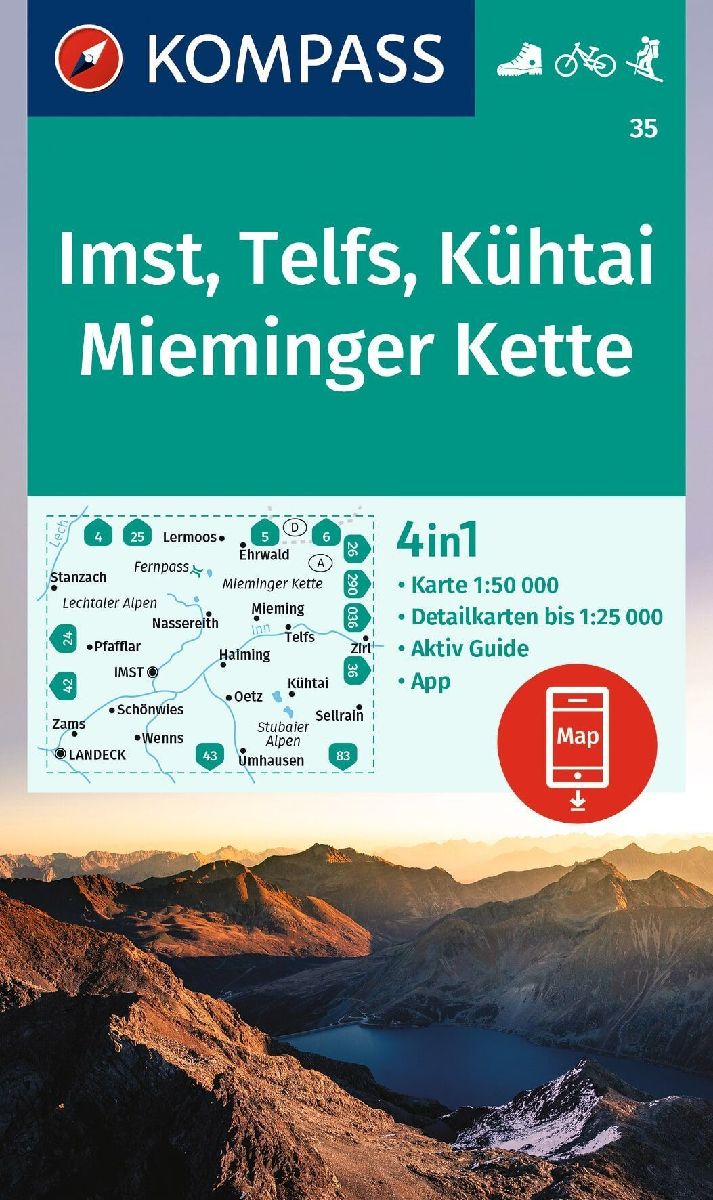KOMPASS Wanderkarte 35 Imst, Telfs, Kühtai, Mieminger Kette 1:50.000