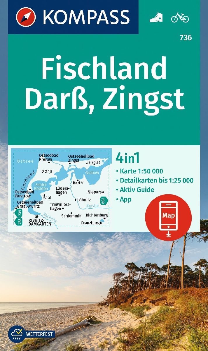 KOMPASS Wanderkarte 736 Fischland, Darß, Zingst 1:50.000