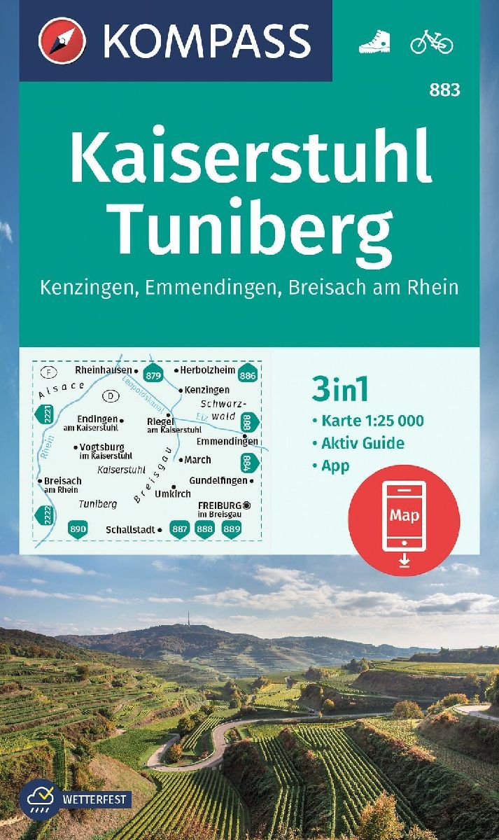KOMPASS Wanderkarte 883 Kaiserstuhl, Tuniberg, Kenzingen, Emmendingen, Breisach am Rhein 1:25.000