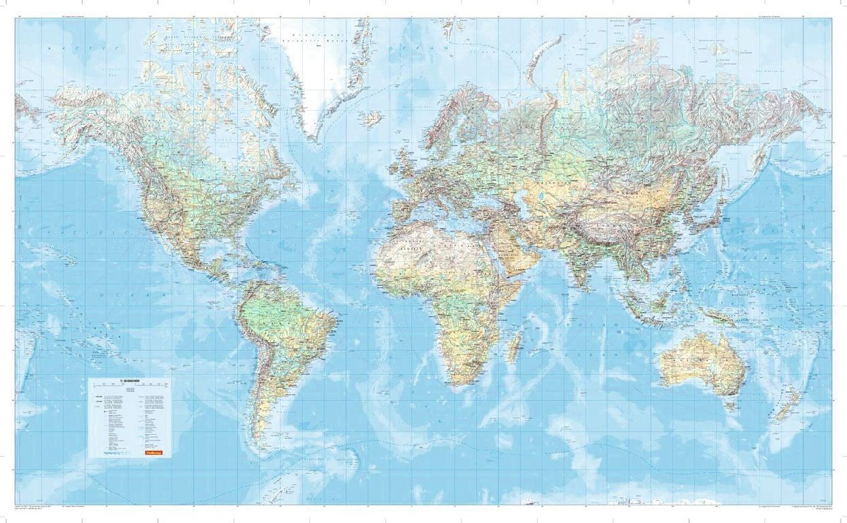 MARCO POLO Die Große Weltkarte (physisch) 1:30 000 000, plano in Hülse