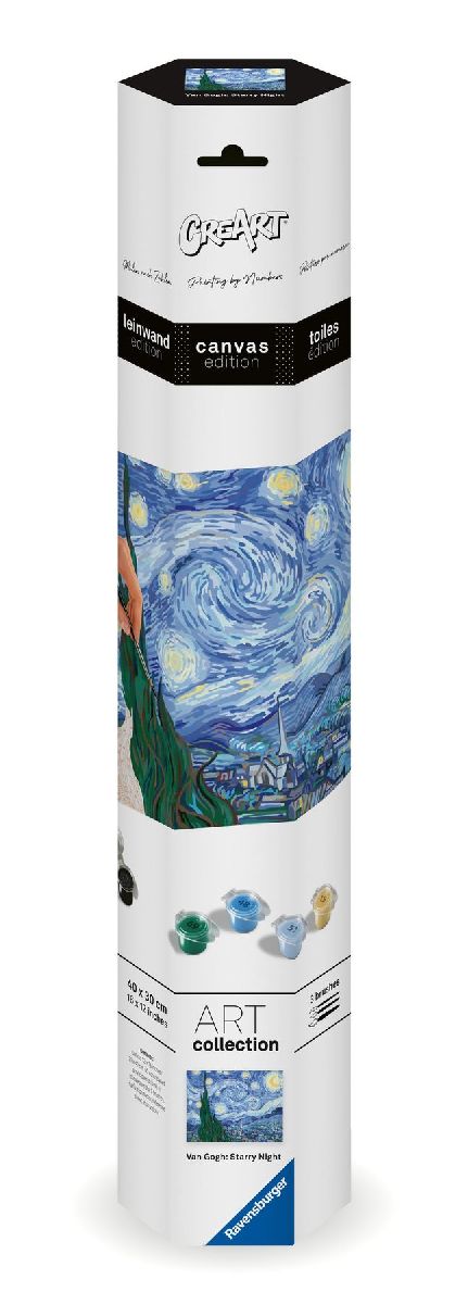 CreArt, Malen nach Zahlen Canvas Leinwand - Leinwand Sternennacht (Van Gogh)