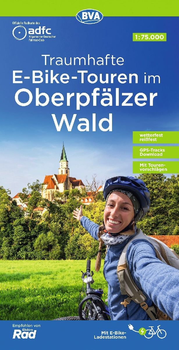 ADFC-Regionalkarte Traumhafte E-Bike-Touren im Oberpfälzer Wald, 1:75.000, mit Tagestourenvorschlägen, reiß- und wetterfest, GPS-Tracks-Download