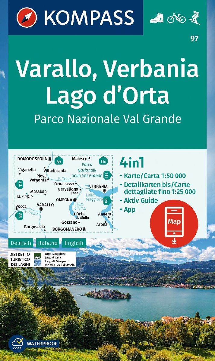 KOMPASS Wanderkarte 97 Varallo, Verbania, Lago d'Orta, Parco Nazionale Val Grande 1:50.000