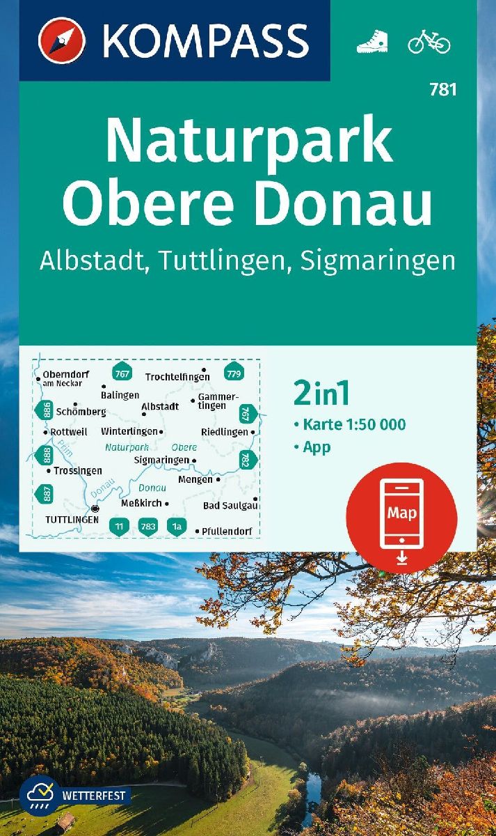 KOMPASS Wanderkarte 781 Naturpark Obere Donau - Albstadt - Tuttlingen - Sigmaringen 1:50.000