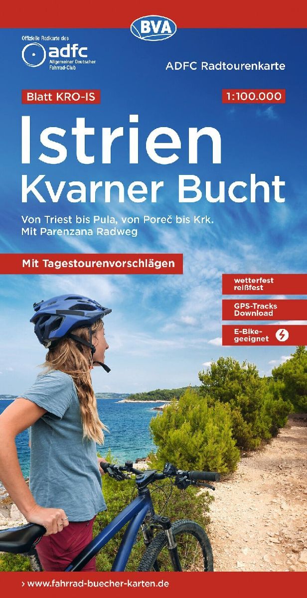 BVA ADFC Radtourenkarte Istrien Kvarner Bucht, mit Tagestourenvorschlägen, 1:100.000