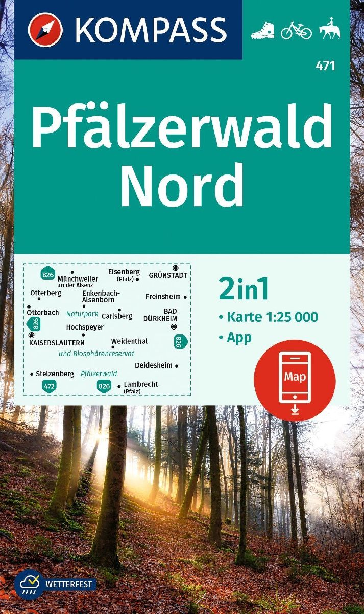 KOMPASS Wanderkarte 471 Pfälzerwald Nord 1:25.000