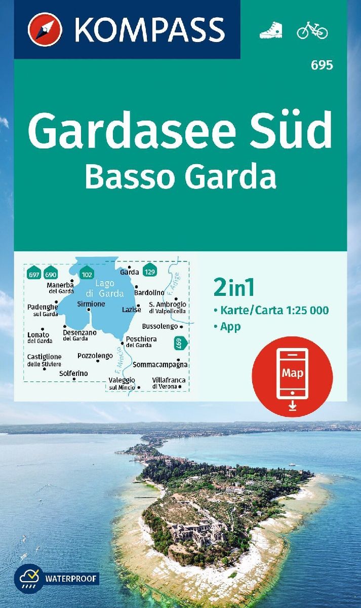 KOMPASS Wanderkarte 695 Gardasee Süd, Basso Garda 1:25.000