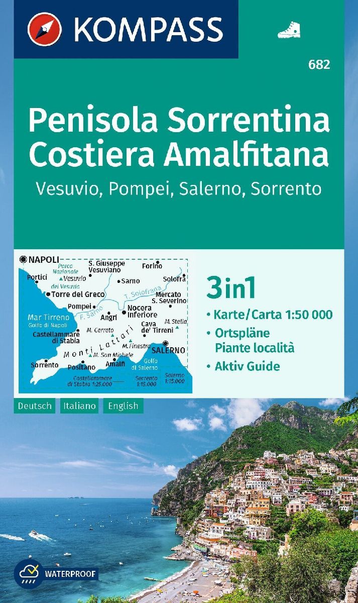 KOMPASS Wanderkarte 682 Penisola Sorrentina, Costiera Amalfitana, Vesuvio, Pompei, Salerno, Sorrento 1:50.000