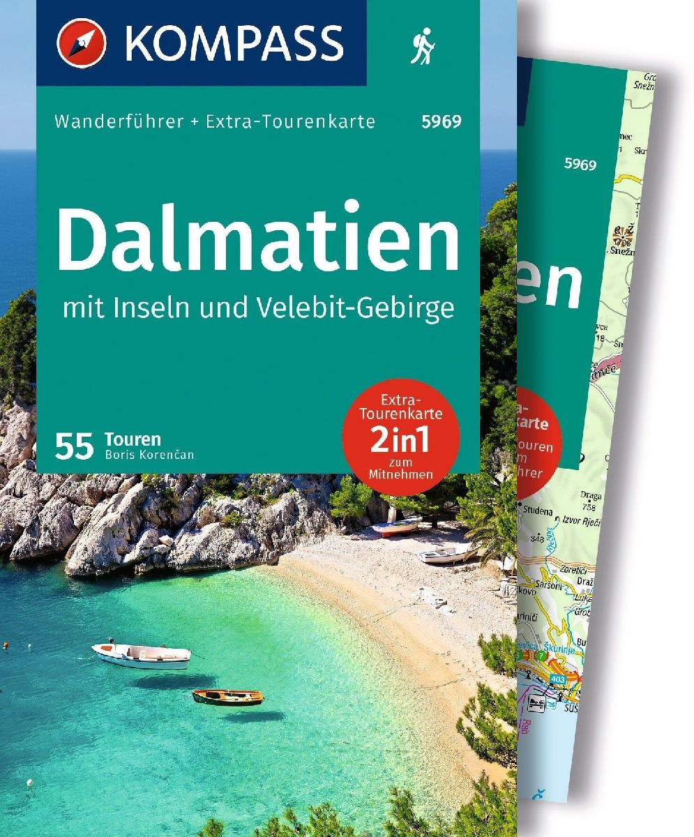 KOMPASS Wanderführer Dalmatien mit Inseln, Velebit-Gebirge und Plitvicer Seen, 55 Touren mit Extra-Tourenkarte