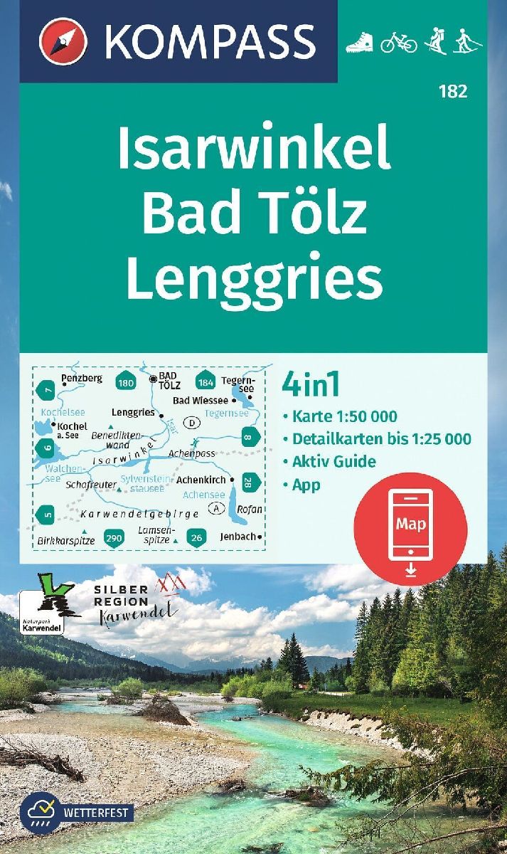 KOMPASS Wanderkarte 182 Isarwinkel, Bad Tölz, Lenggries 1:50.000