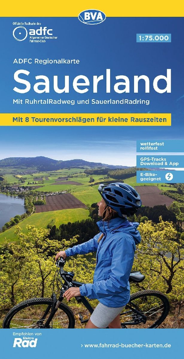 ADFC-Regionalkarte Sauerland mit Tagestouren-Vorschlägen, 1:75.000, reiß- und wetterfest, GPS-Tracks Download