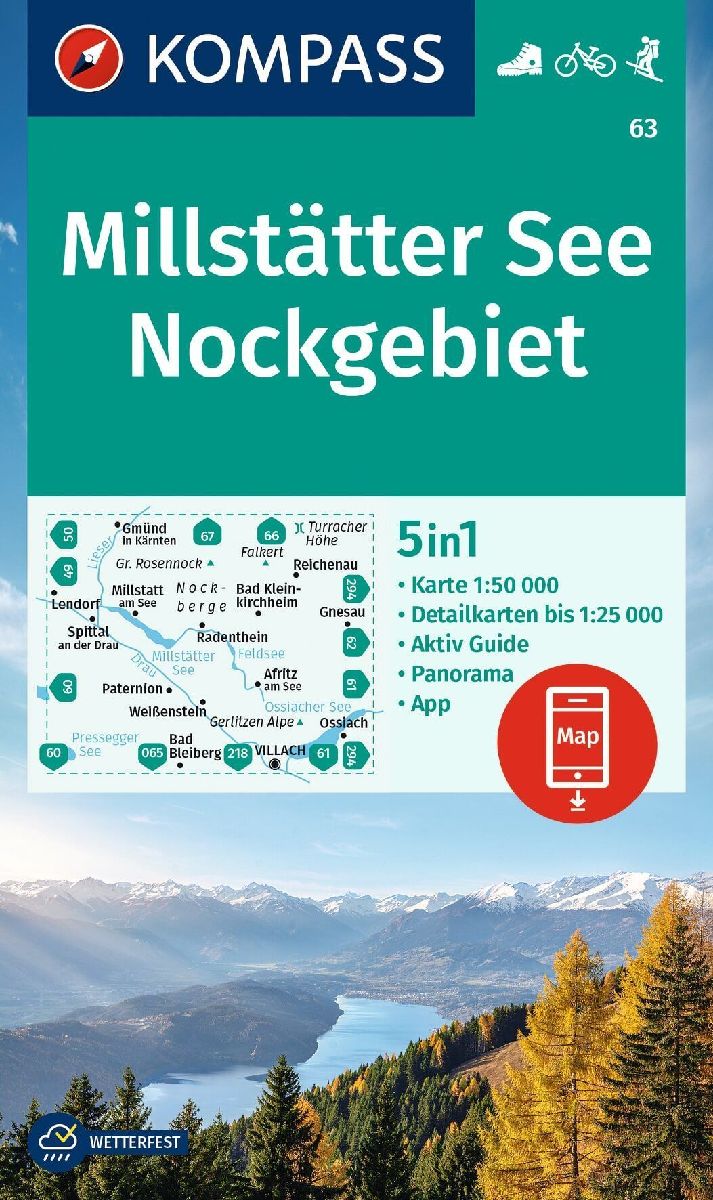 KOMPASS Wanderkarte 63 Millstätter See, Nockgebiet 1:50.000