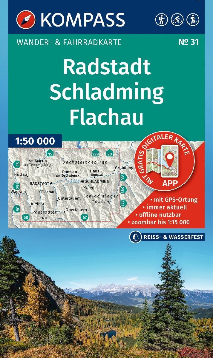 KOMPASS Wanderkarte 31 Radstadt, Schladming, Flachau 1:50.000