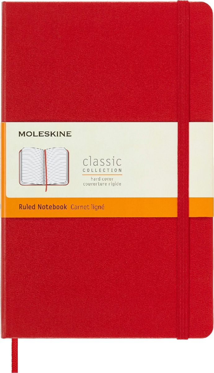 Moleskine Notizbuch, L/A5, Liniert, Hard Cover, Scharlachrot