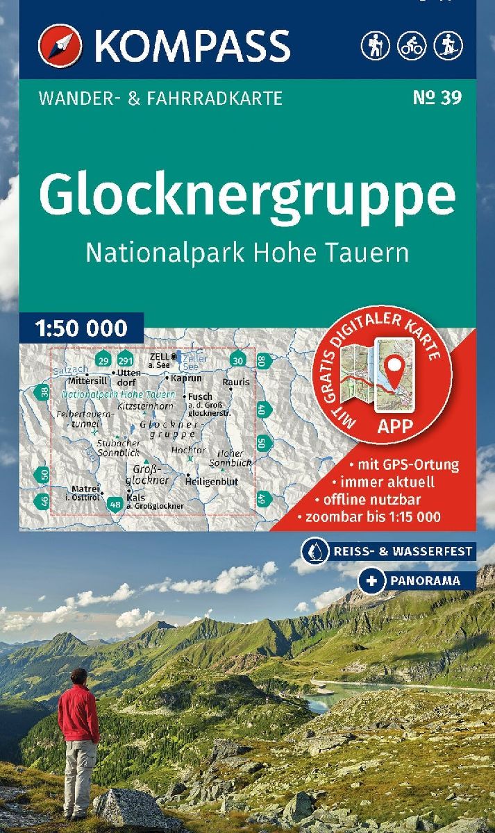 KOMPASS Wanderkarte 39 Glocknergruppe, Nationalpark Hohe Tauern 1:50.000