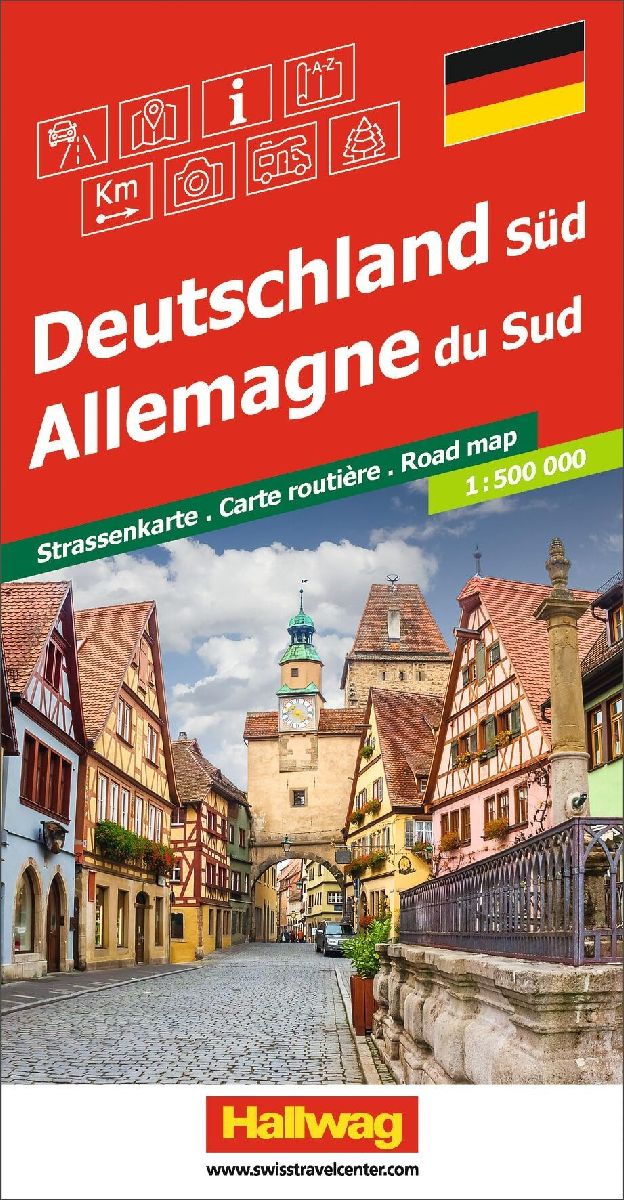 Hallwag Strassenkarte Deutschland Süd 1:500.000