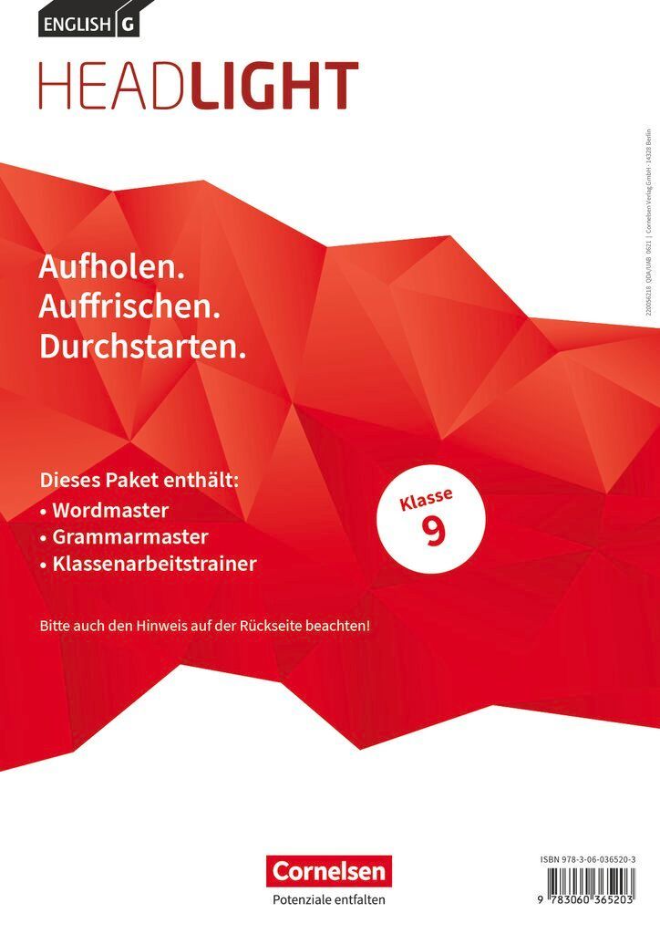 English G Headlight Band 5: 9. Schuljahr - Arbeitshefte Wordmaster, Grammarmaster und Klassenarbeitstrainer (Im Paket)