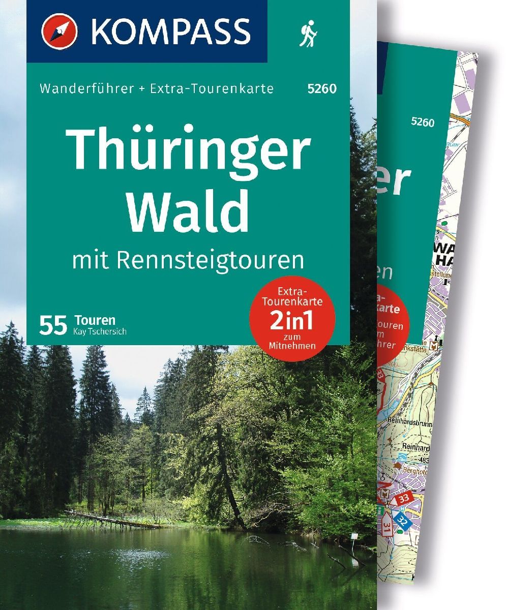 KOMPASS Wanderführer Thüringer Wald mit Rennsteigtouren, 55 Touren mit Extra-Tourenkarte