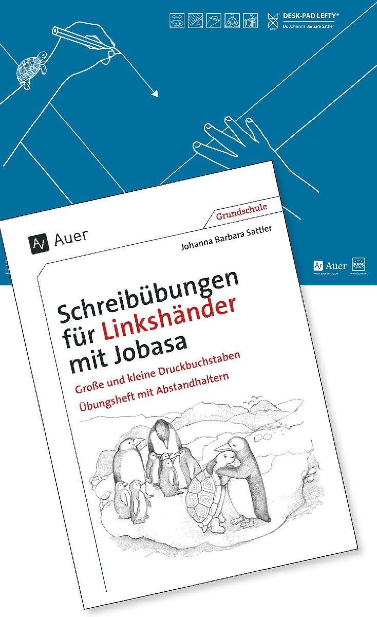 Schreibtischauflage für Linkshänder Schule mit Heft.