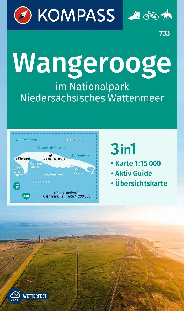 KOMPASS Wanderkarte 733 Wangerooge im Nationalpark Niedersächsisches Wattenmeer 1:15.000