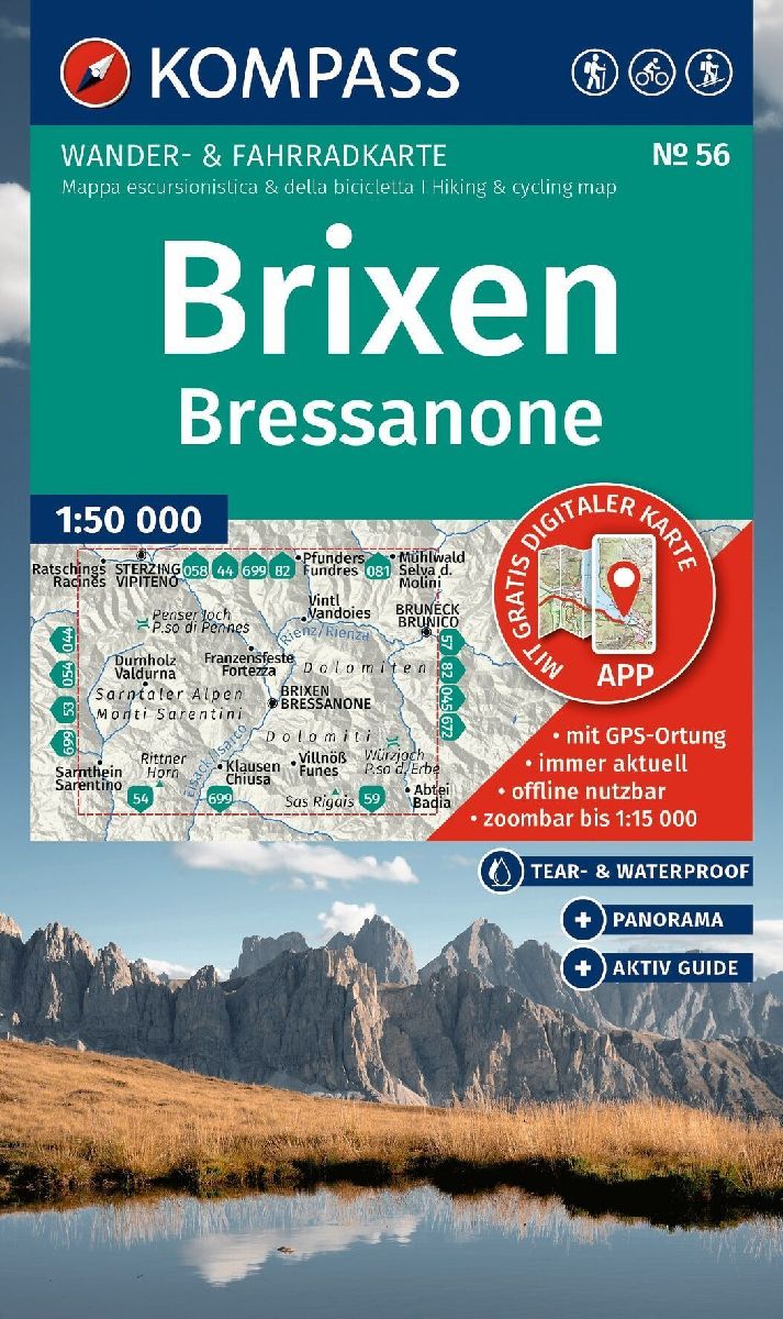 KOMPASS Wanderkarte 56 Brixen / Bressanone 1:50.000