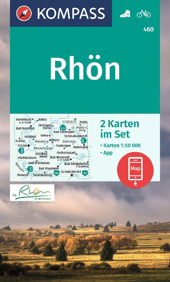 KOMPASS Wanderkarten-Set 460 Rhön, Fulda (2 Karten) 1:50.000