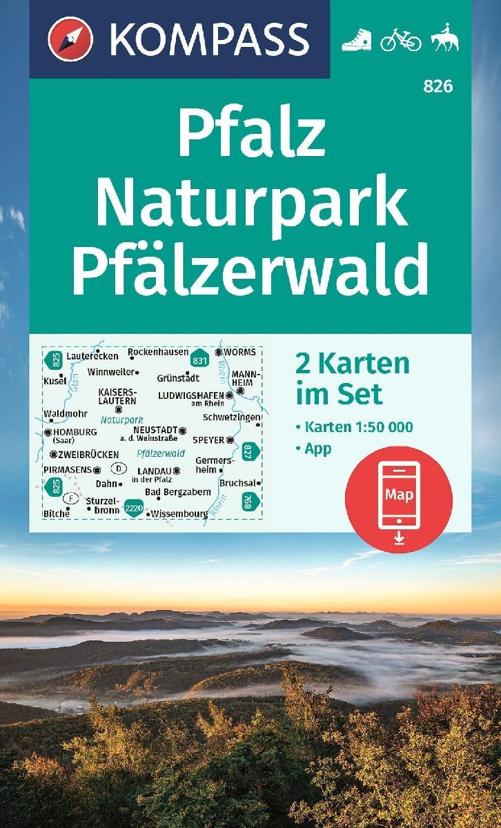 KOMPASS Wanderkarten-Set 826 Pfalz, Naturpark Pfälzerwald (2 Karten) 1:50.000