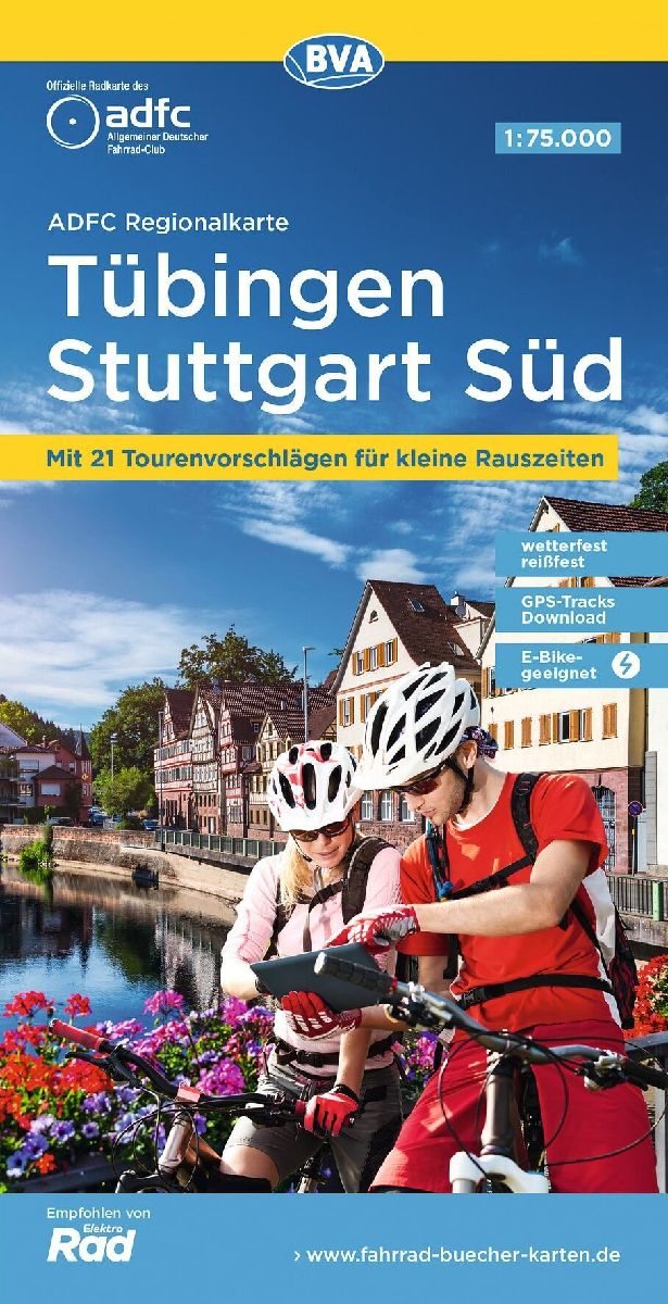 ADFC-Regionalkarte Tübingen - Stuttgart Süd, 1:75.000, reiß- und wetterfest,mit kostenlosem GPS-Download der Touren via BVA-website oder Karten-App