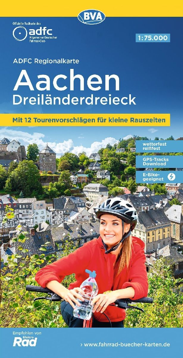 ADFC-Regionalkarte Aachen Dreiländereck, 1:75.000, reiß- und wetterfest, mit kostenlosem GPS-Download der Touren via BVA-website oder Karten-App