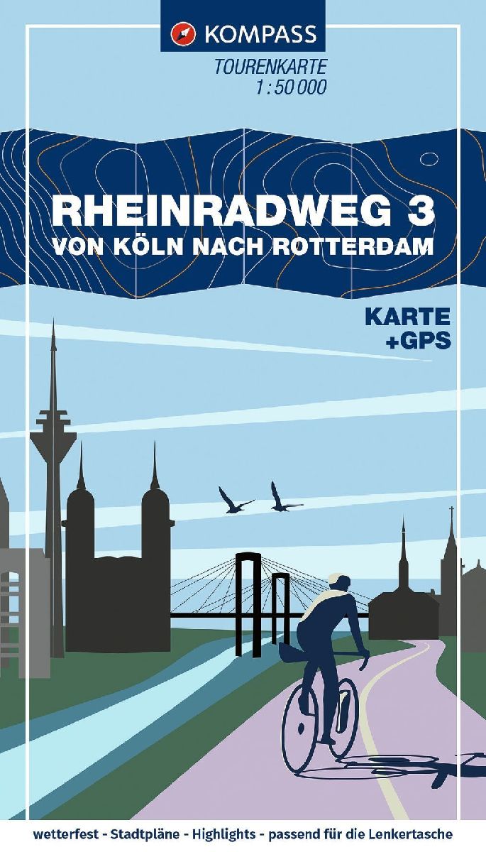 KOMPASS Fahrrad-Tourenkarte Rheinradweg 3, von Köln nach Rotterdam 1:50.000