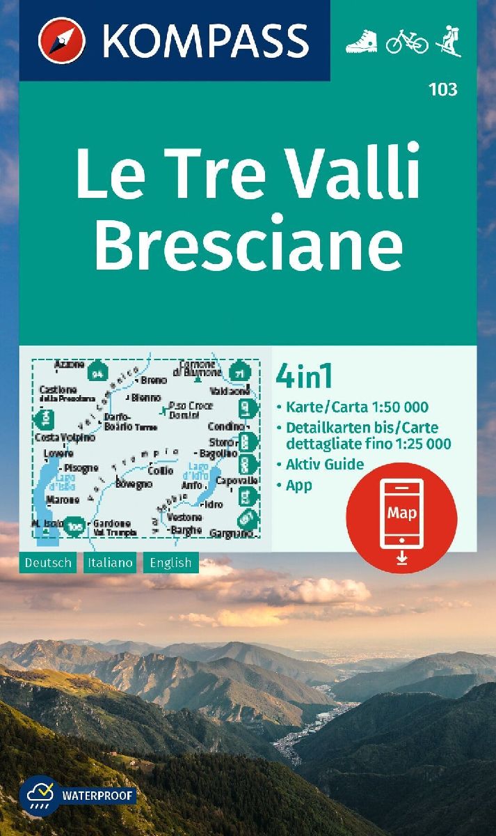 KOMPASS Wanderkarte 103 Le Tre Valli Bresciane 1:50.000