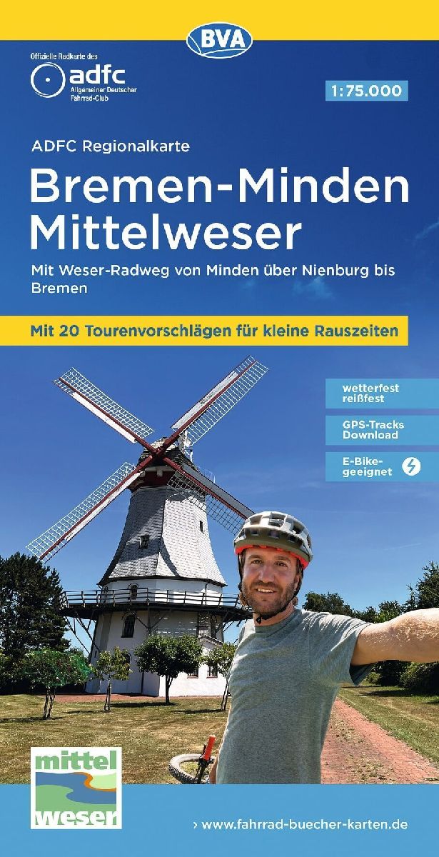 BVA ADFC Regionalkarte Bremen-Minden Mittelweser 1:75.000